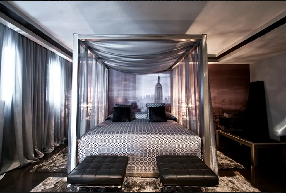 soporte cortinas cama metal