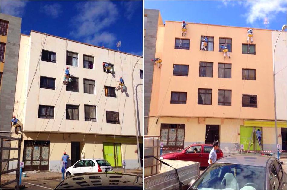 Rehabilitación y pintado de fachada (Gran tarajal, Fuerteventura).