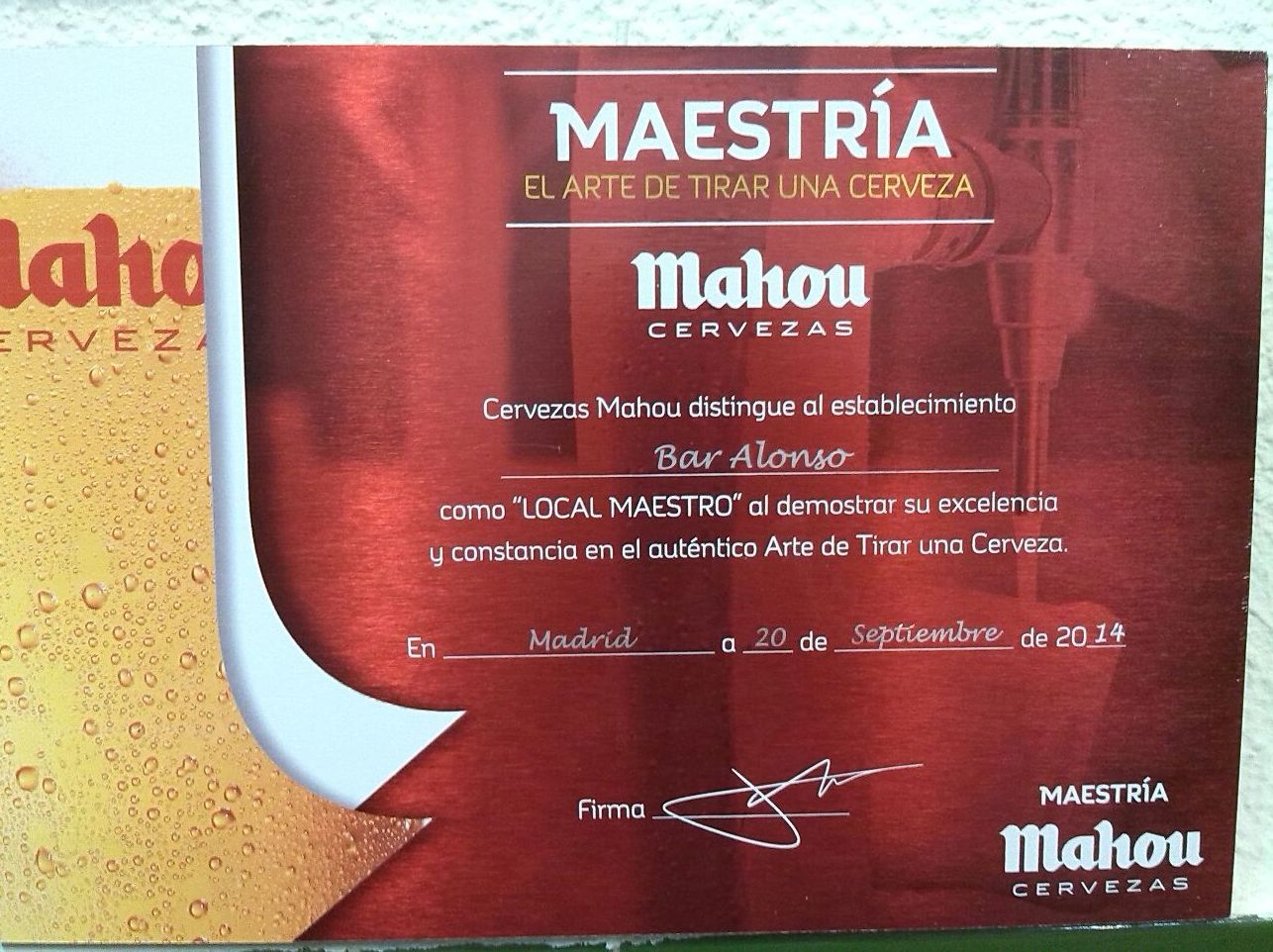 Maestría “El Arte de tirar una cerveza”