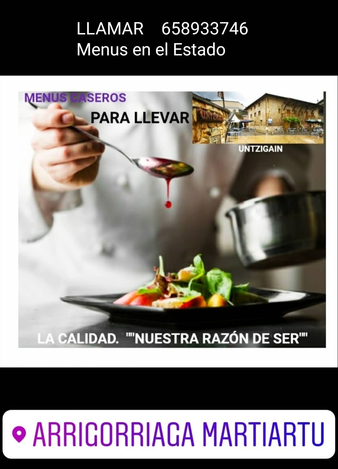 Desde hoy día 9 de noviembre, comida para llevar