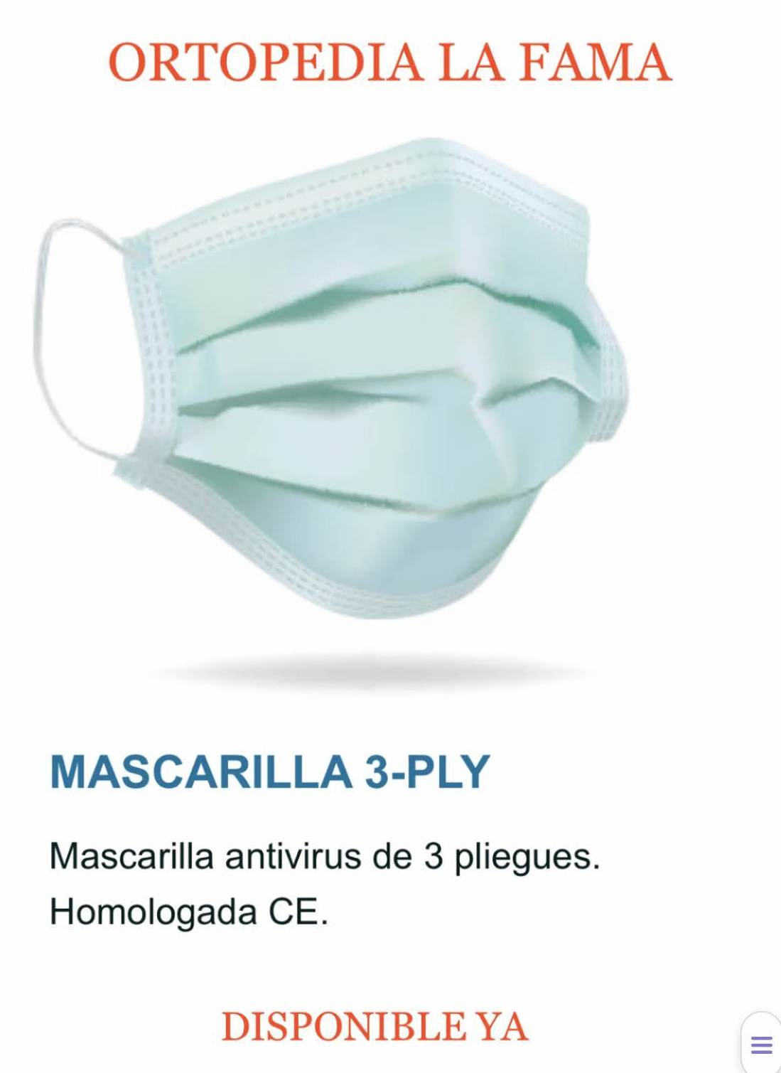 Mascarilla 3 pliegues