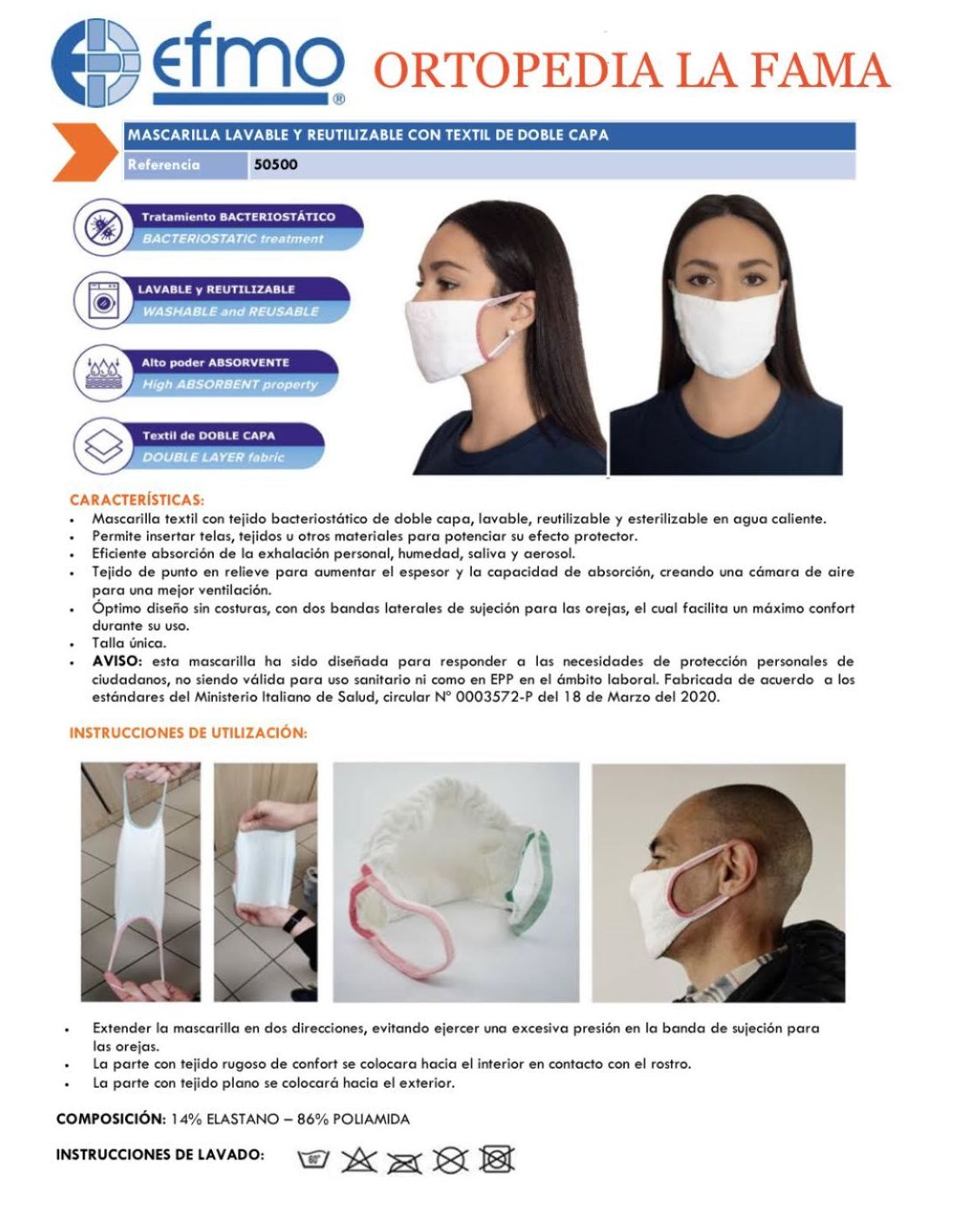 Mascarilla lavable y reutilizable de doble capa