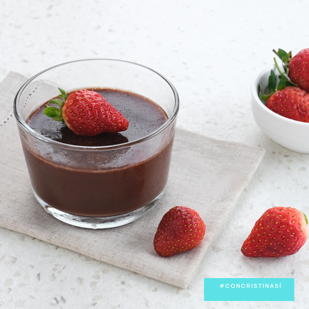 Receta flan de chocolate con fresa