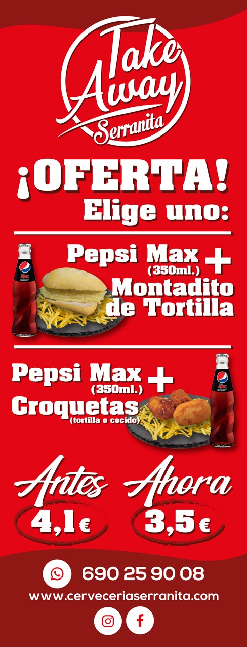 Promoción Pepsi más montadito o croquetas