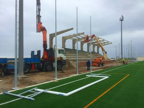 Campo de futbol de Cueto. Reparación de estructura de hormigón Santander.