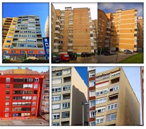 Rehabilitación de fachada con andamio y trabajos verticales en Cantabria.
