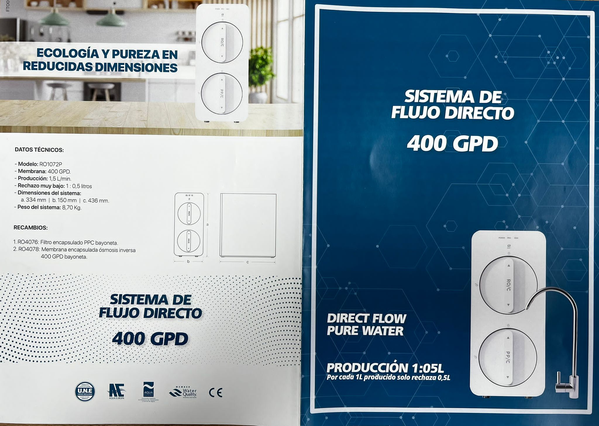 Sistema de flujo directo  400  GPD