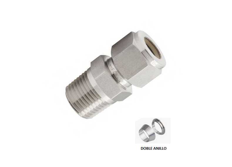 Racor INOX doble anillo BSPP 1/4 - tubo Ø8