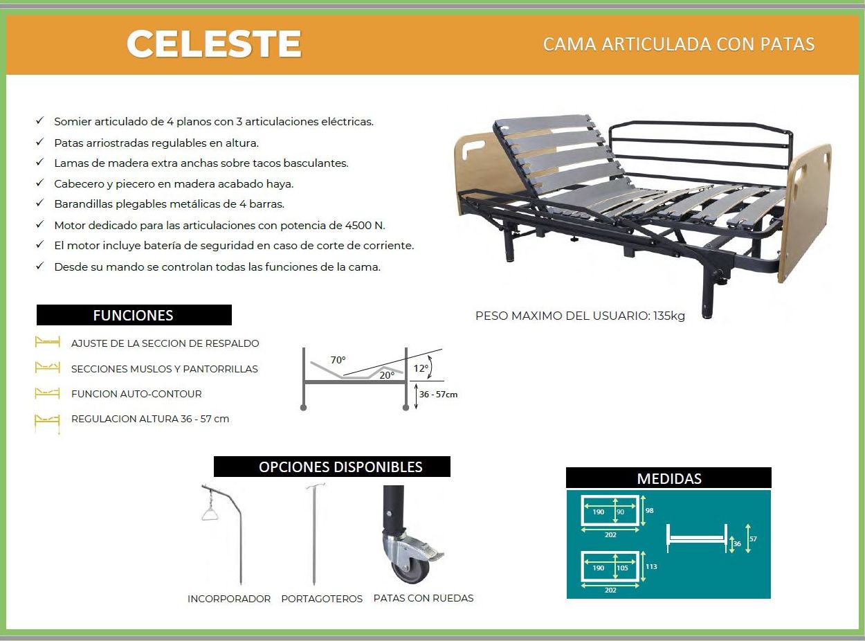 Cama articulada celeste