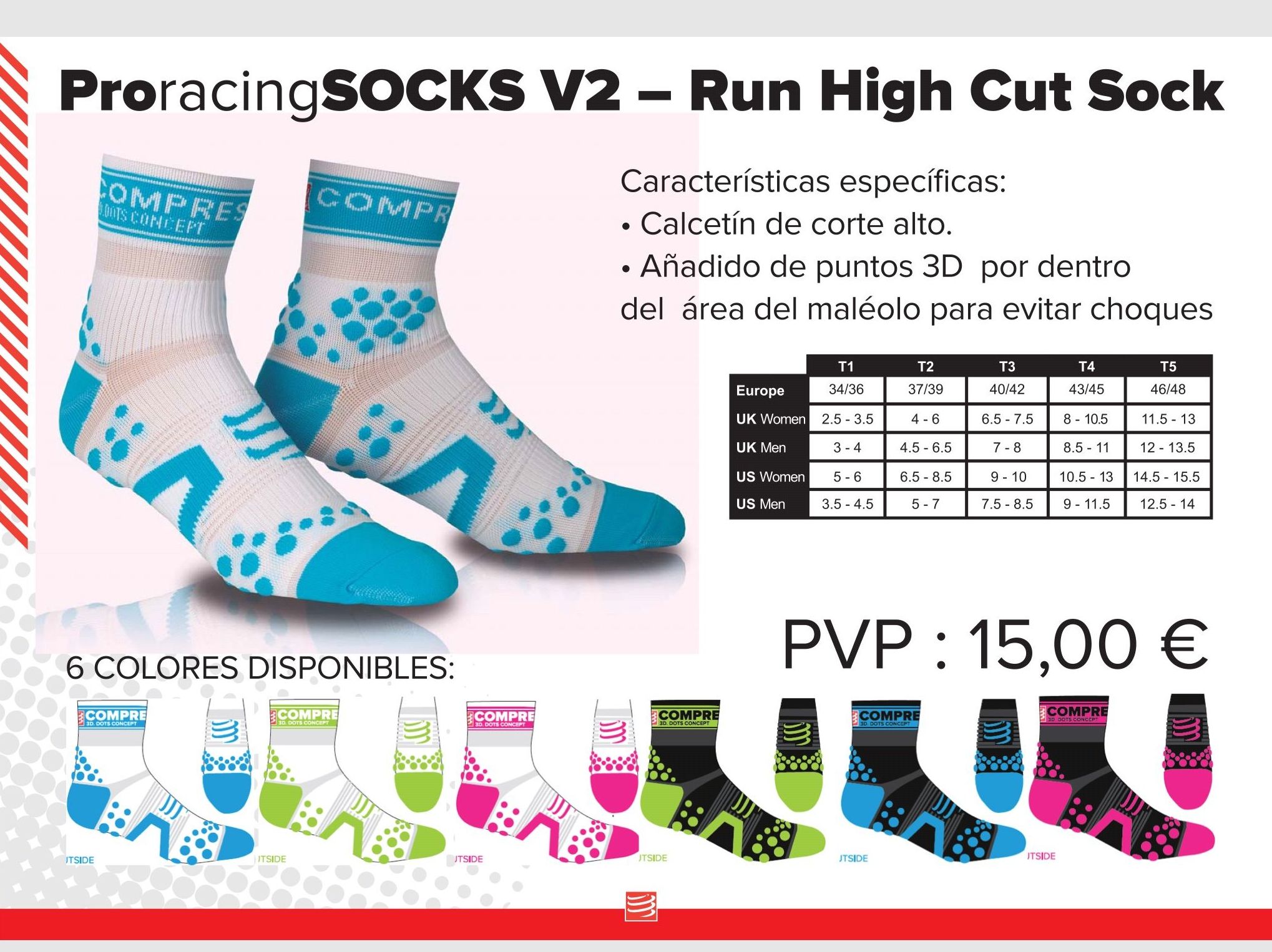 Calcetín tecnico pro racing socks v2 - run High Cut Sock