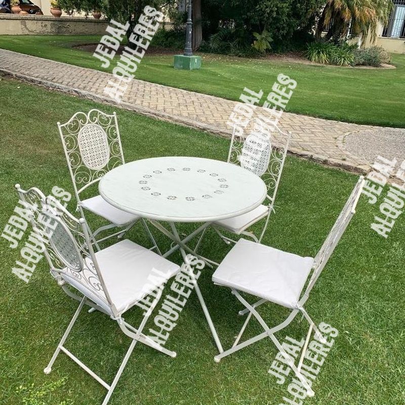 SILLA FORJA BLANCA CON COJIN