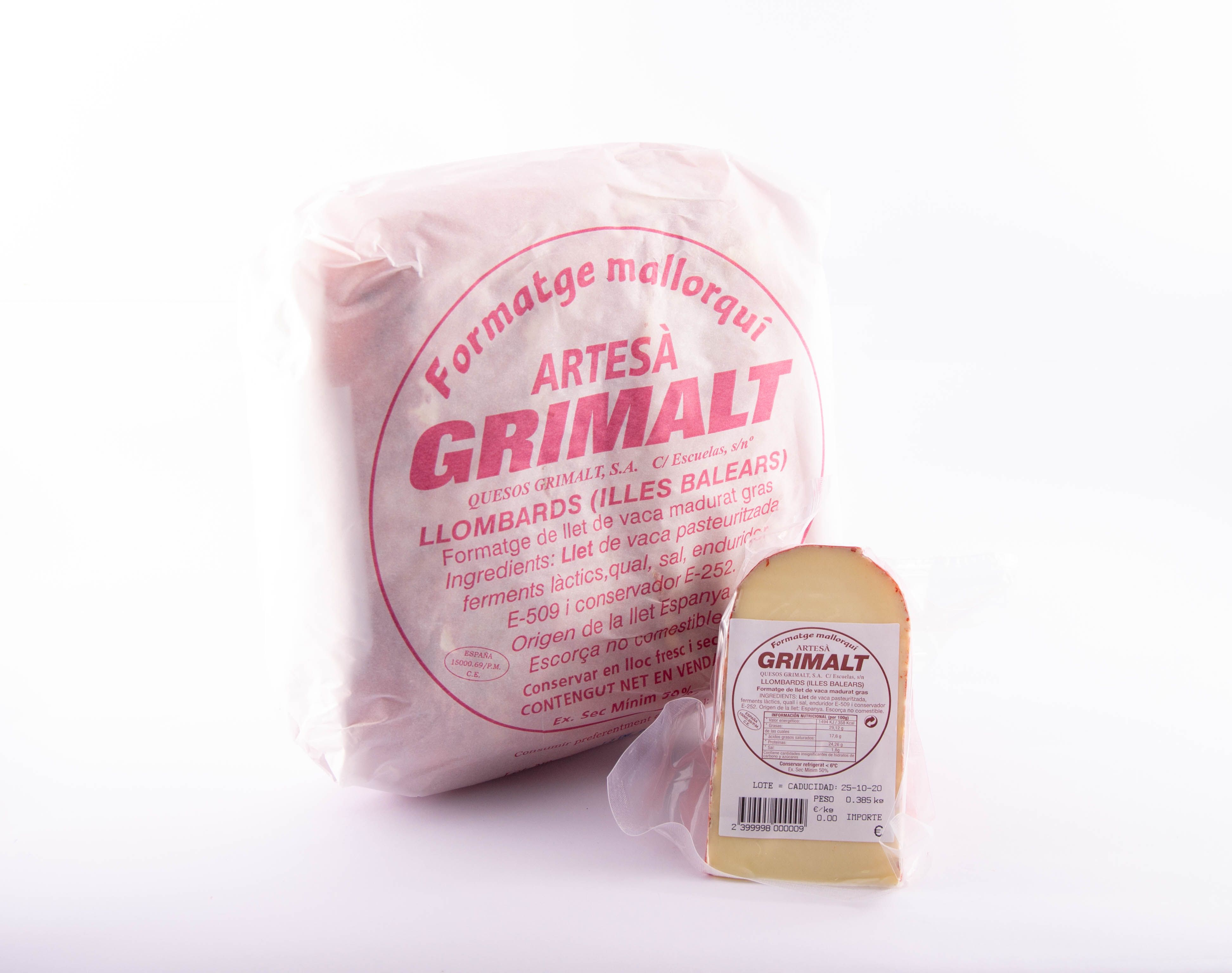 Paquete queso Grimalt artesano  0,350-0,400 Kg