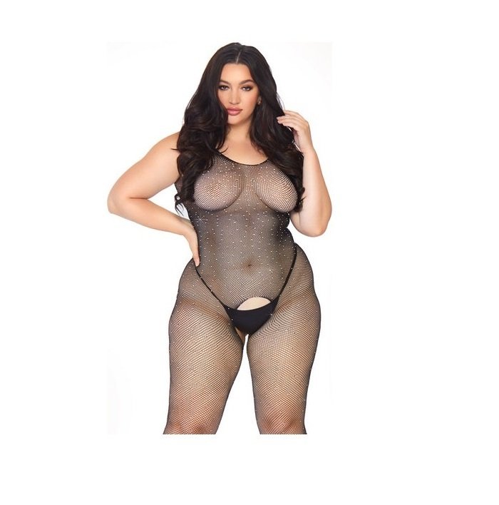 CATSUIT MALLA CRISTALIZADO PLUS SIZE