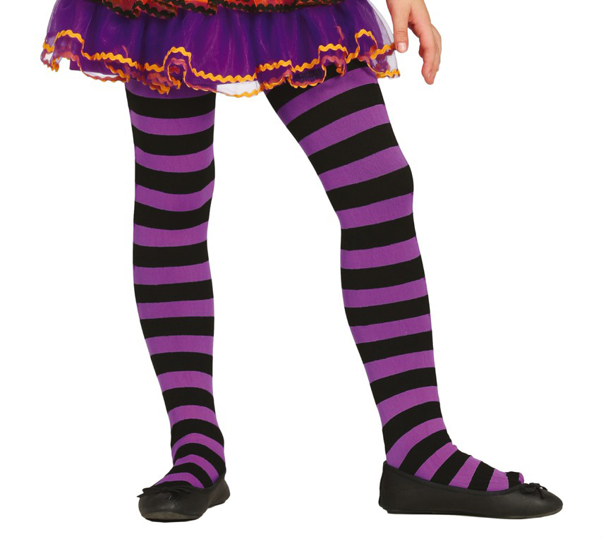 Pantys rayas morado/negro infantil