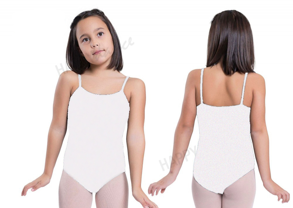 Maillot básico poliéster tirante fino blanco infantil Talla 4