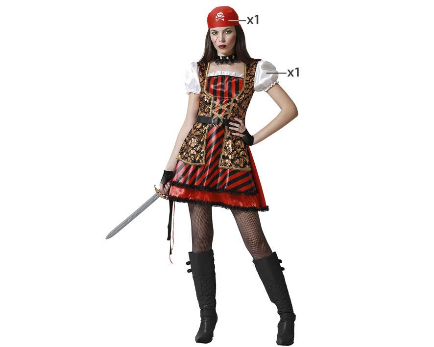 Disfraz pirata rayas mujer