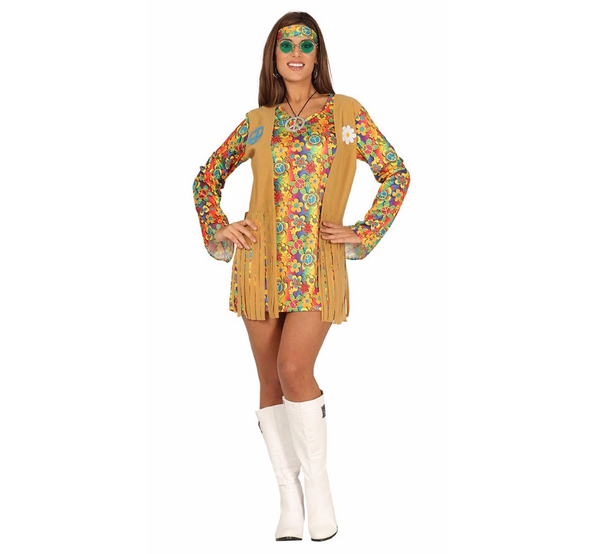 Disfraz hippie mujer talla L