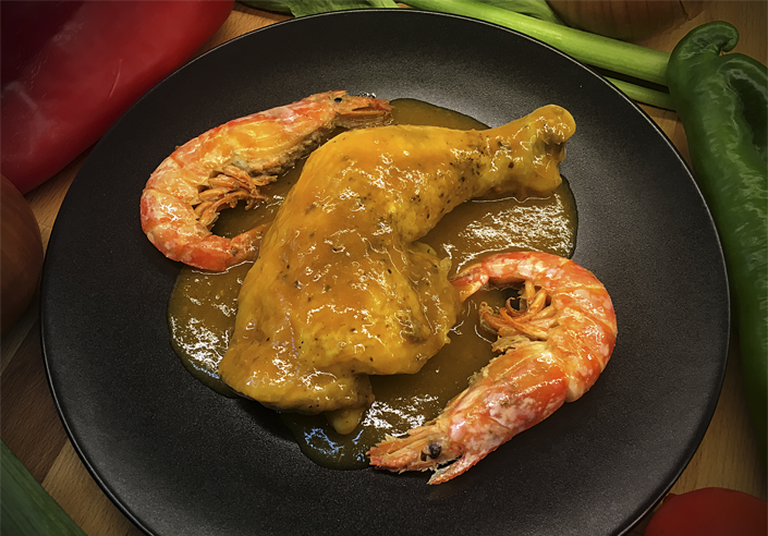 POLLO CON GAMBAS