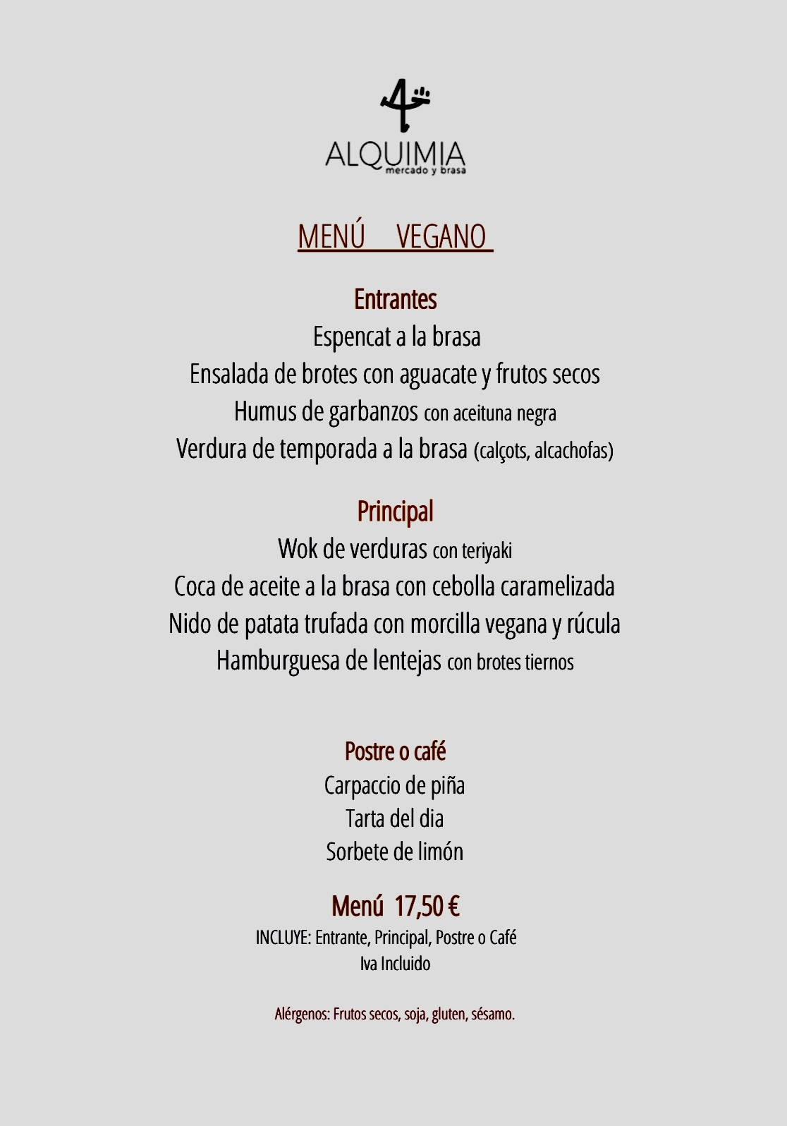 Menú Vegano