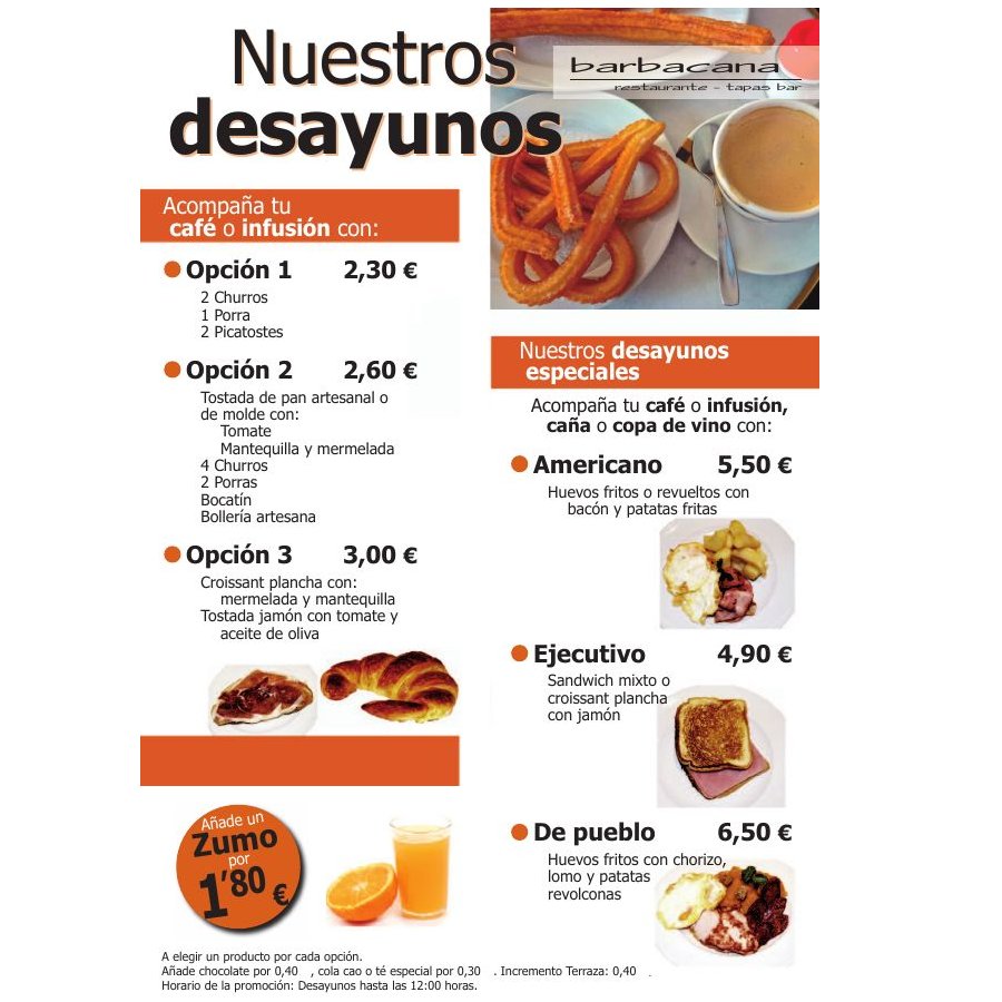 Menús Desayunos