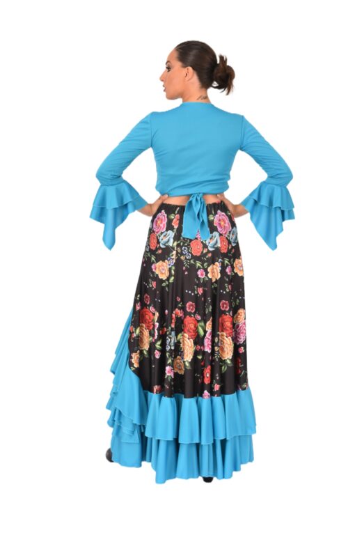 Conjunto Flamenco Floral Turquesa Anuka