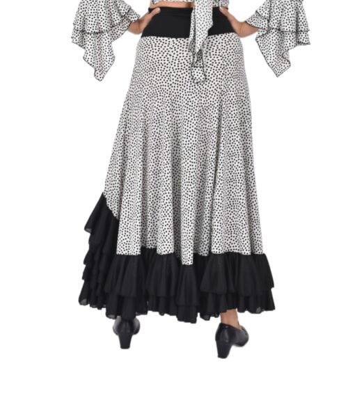 Falda Flamenca de de mujer con Lunares con Volantes Negros Anuka