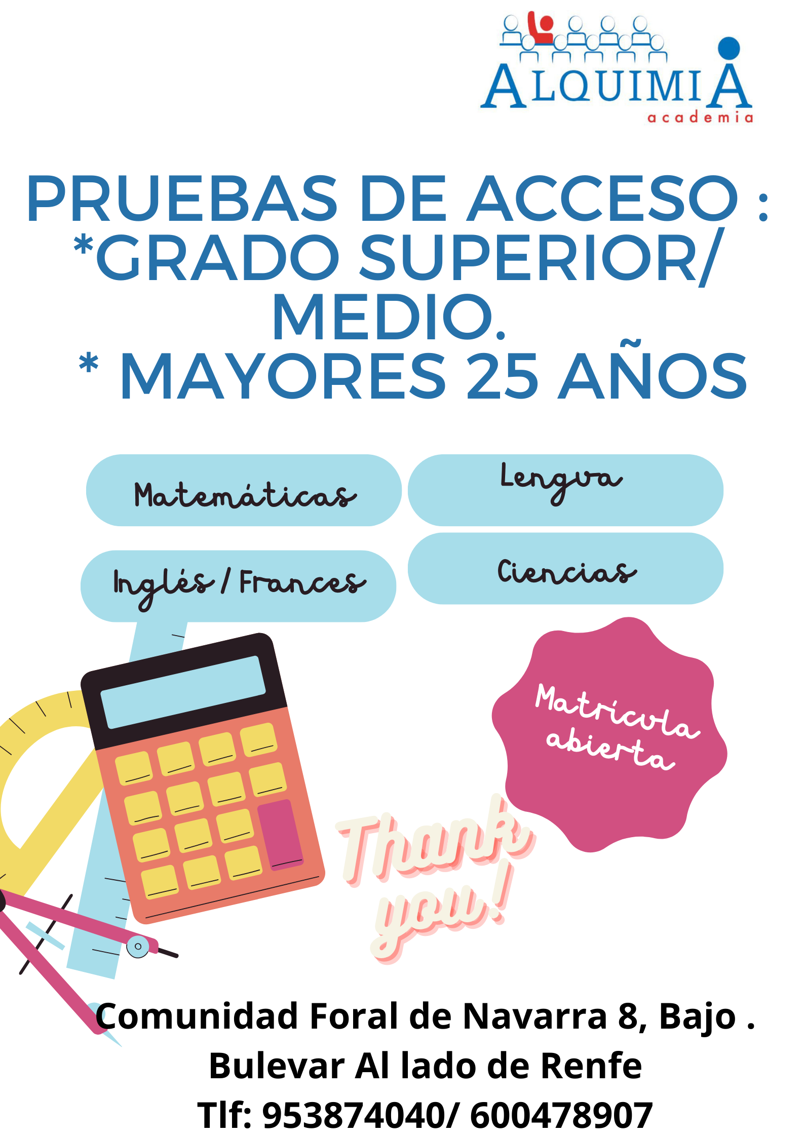 PRUEBAS DE ACCESO A CICLOS DE GRADO SUPERIOR  Y MEDIO ABRIL 2024 Y MAYORES DE 25 AÑOS