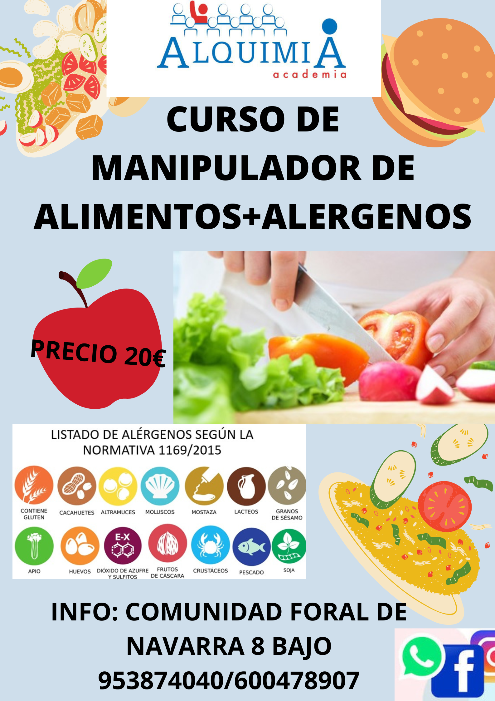 CURSO MANIPULADOR DE ALIMENTOS (INCLUYE ALERGENOS) A DISTANCIA