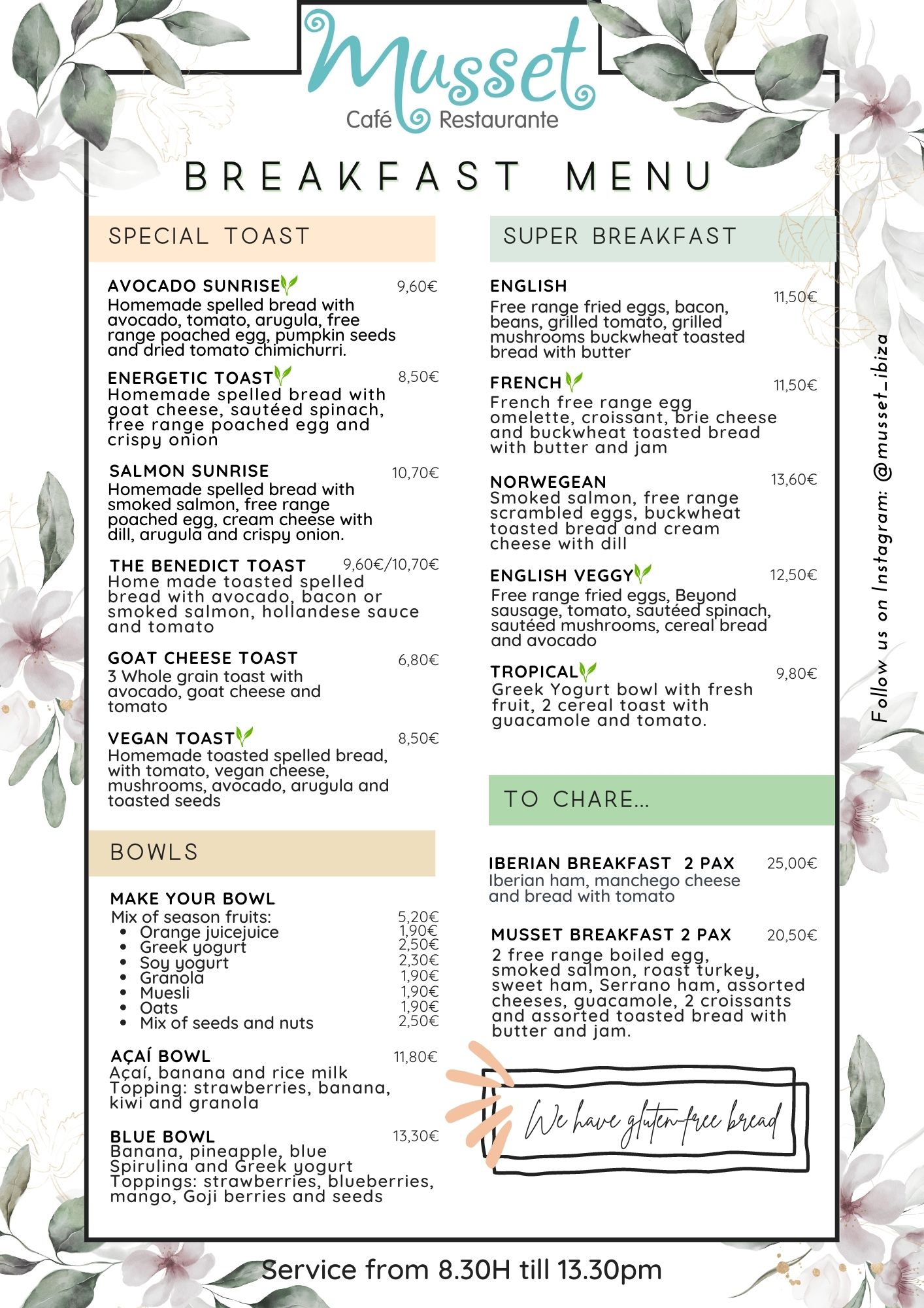 BREAKFAST MENU