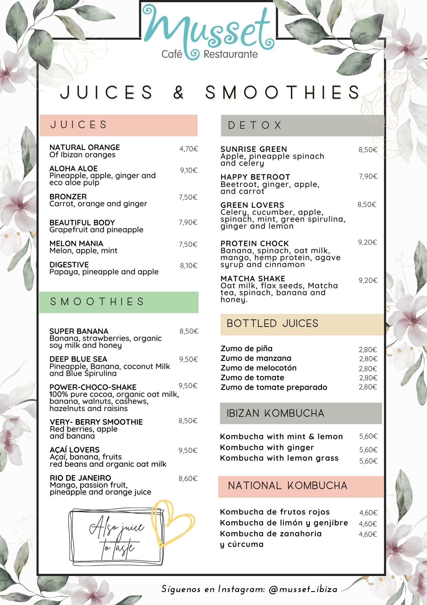 DRINKS MENU