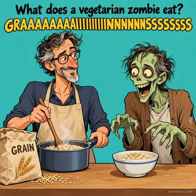 What does a vegetarian zombie eat? GRAAAAAAAIIIIIIIIINNNNNNSSSSSSSS