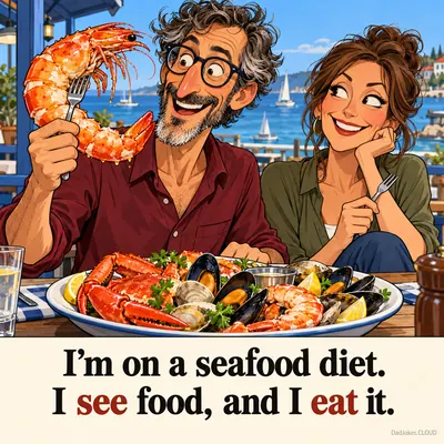 I'm on a seafood diet. I see food, and I eat it.