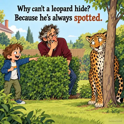 Why can't a leopard hide? Because he's always spotted.