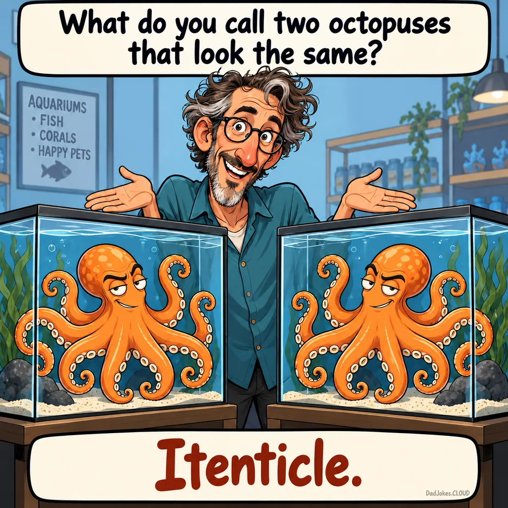 Eight Arms Each. What do you call two octopuses that look the same? Itenticle.