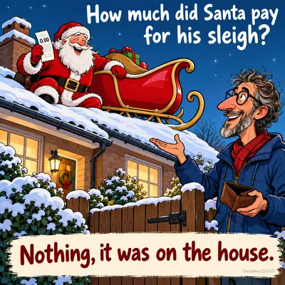 How much did Santa pay for his sleigh? Nothing, it was on the house.