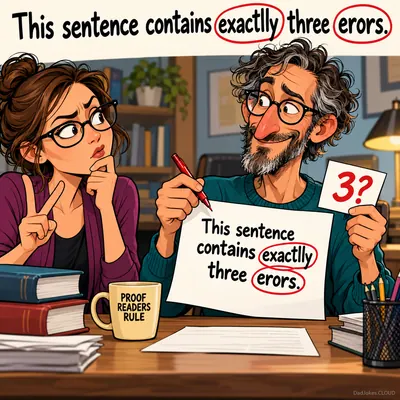 This sentence contains exactlly three erors.