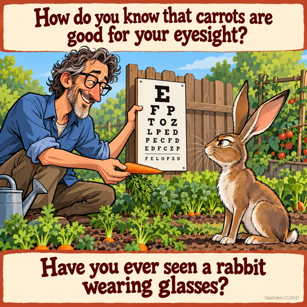 Rabbit Eye Exam. How do you know that carrots are good for your eyesight? Have you ever seen a rabbit wearing glasses?