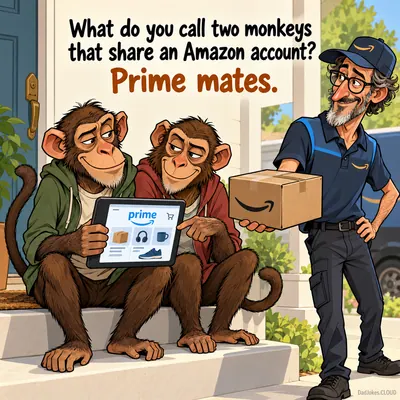 What do you call two monkeys that share an Amazon account? Prime mates.