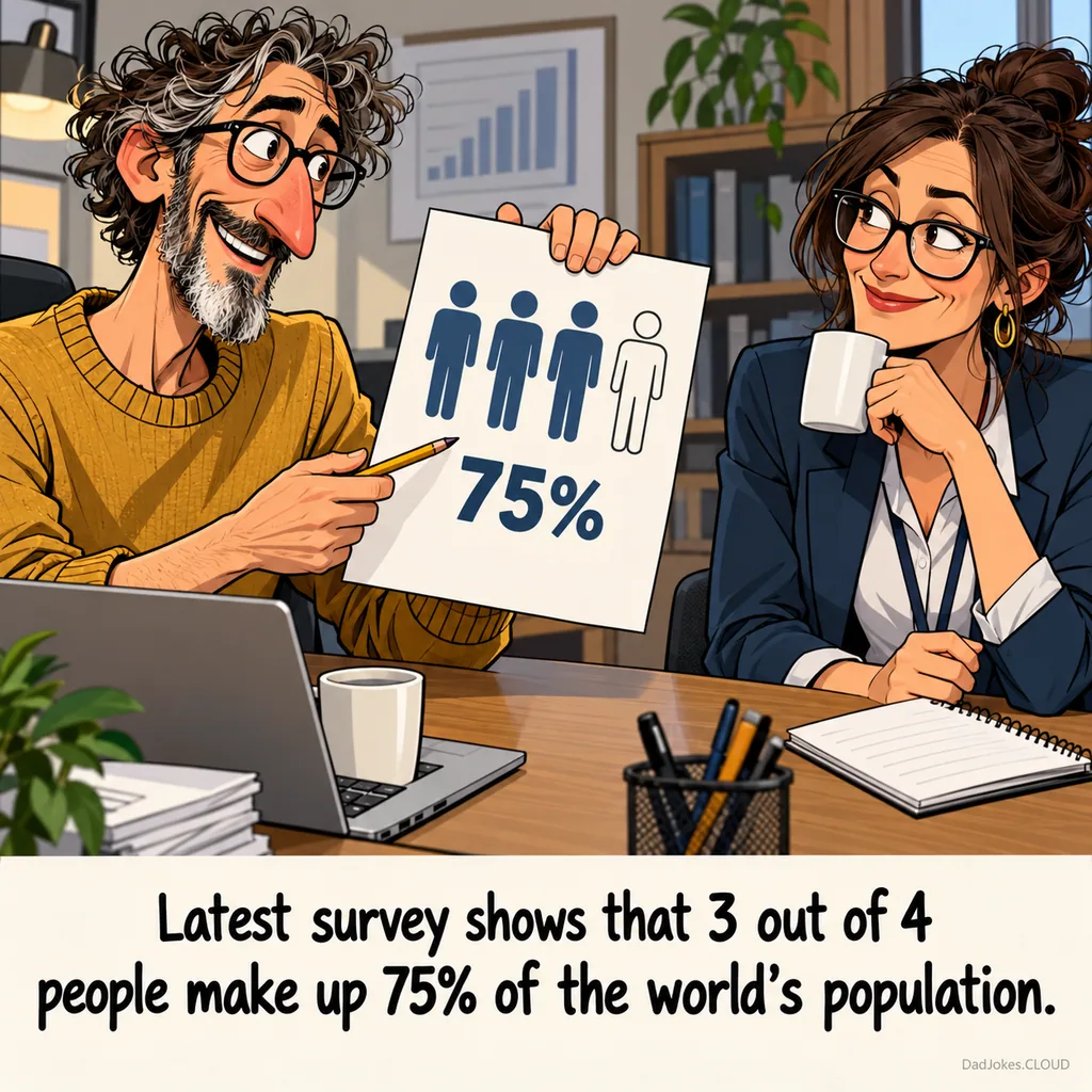 Poll Results Are In. Latest survey shows that 3 out of 4 people make up 75% of the world's population.