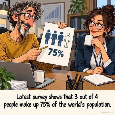 Latest survey shows that 3 out of 4 people make up 75% of the world's population.