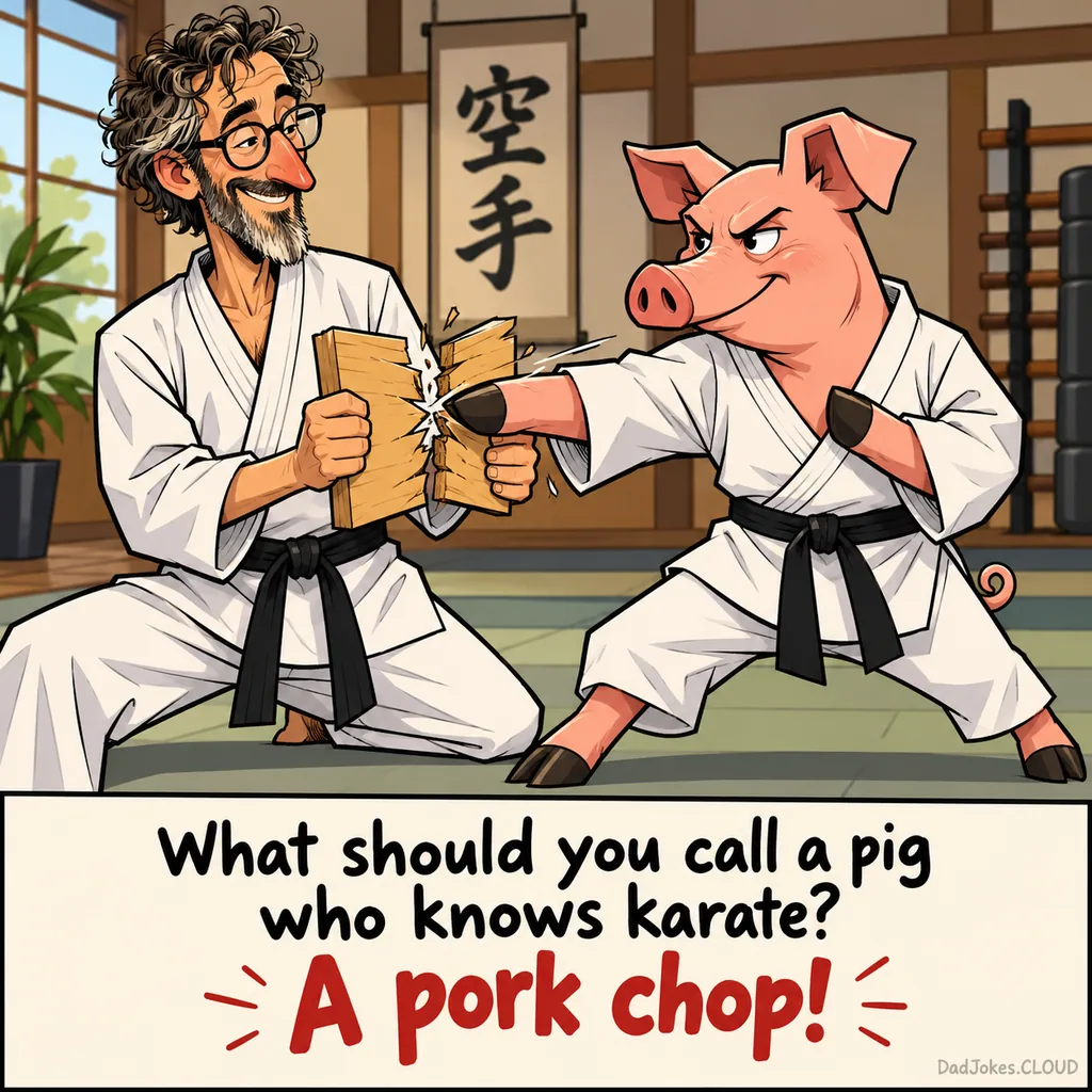 Black Belt Bacon. What should you call a pig who knows karate? A pork chop!