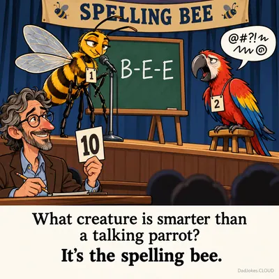 What creature is smarter than a talking parrot? It's the spelling bee.