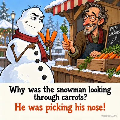 Why was the snowman looking through carrots? He was picking his nose!