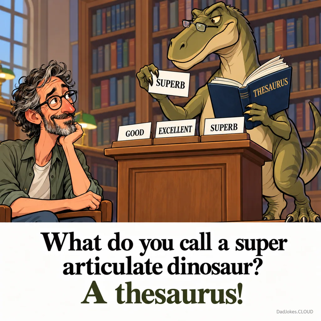 Big Words, Big Lizard. What do you call a super articulate dinosaur? A thesaurus!