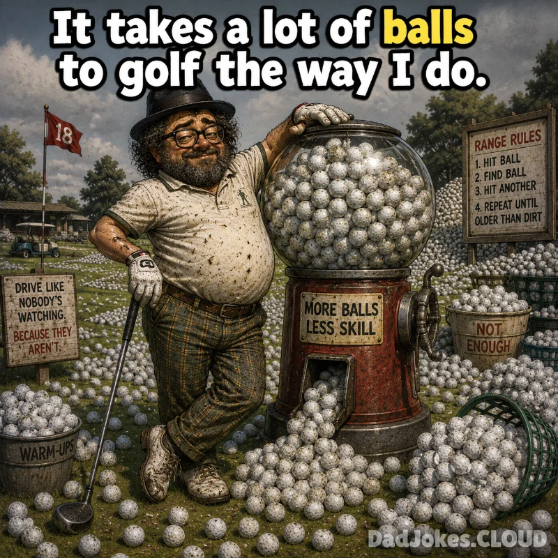 Driving Range Confessional. It takes a lot of balls to golf the way I do.
