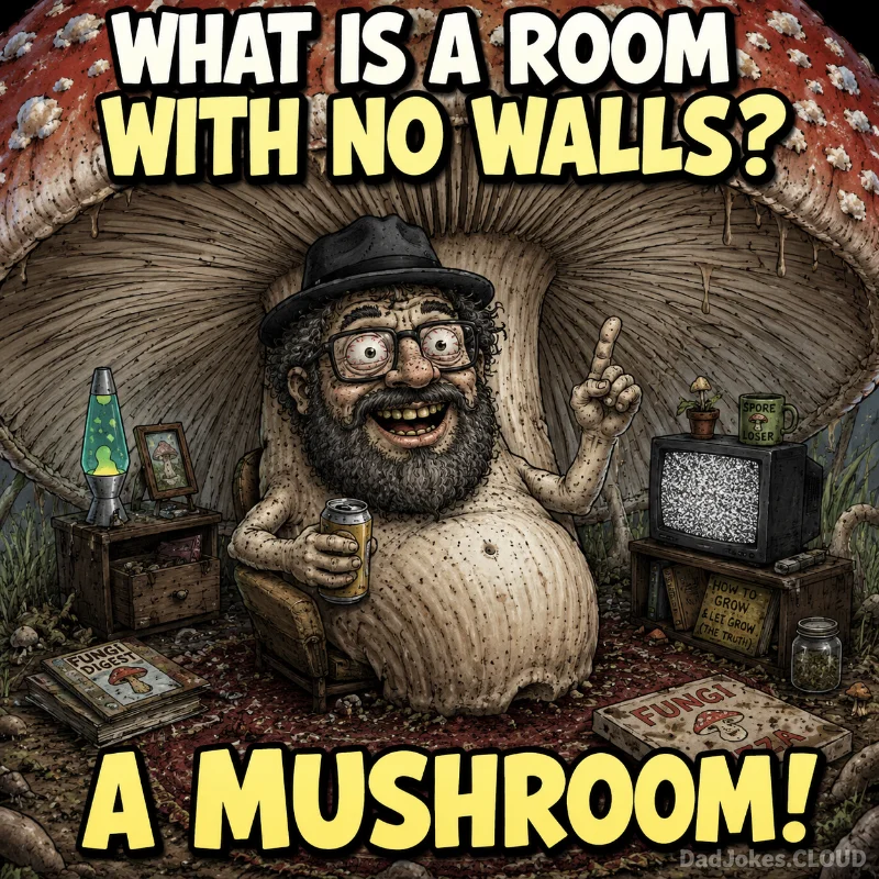 Fungus Among Us. What is a room with no walls? A mushroom!