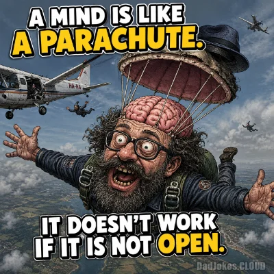 A mind is like a parachute. It doesn't work if it is not open.