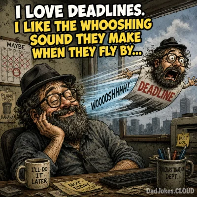 I love deadlines. I like the whooshing sound they make when they fly by…