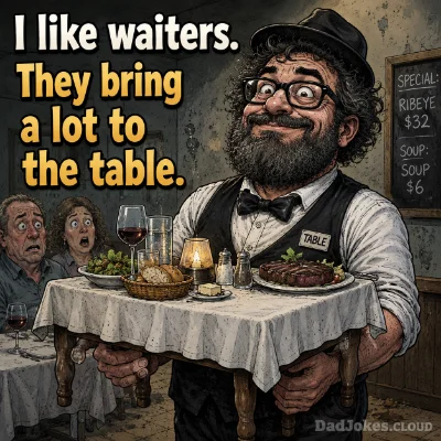 I like waiters. They bring a lot to the table.