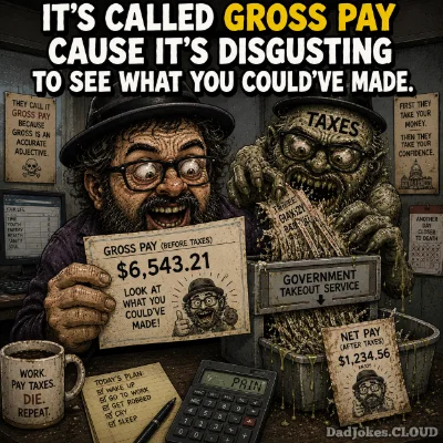 It's called gross pay because it's disgusting to see how much money you would have made before taxes.